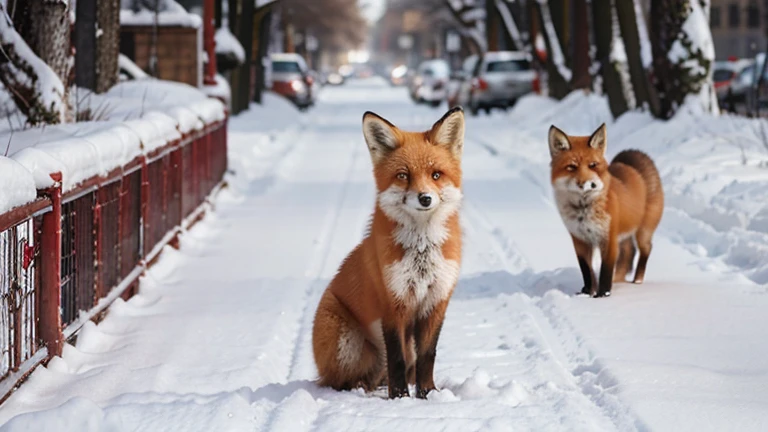  Create a picture of a red fox, avec une fourrure rouge vif et une queue en panache.