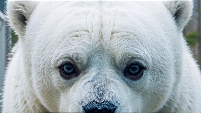 Generates an image of a polar bear, avec une fourrure blanche et un regard doux.