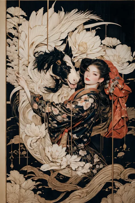 Umalinda warrior sexy, pretty face, Delicious Company, Alluring figure, Wearing a sexy open kimono. The artwork is created in a ...