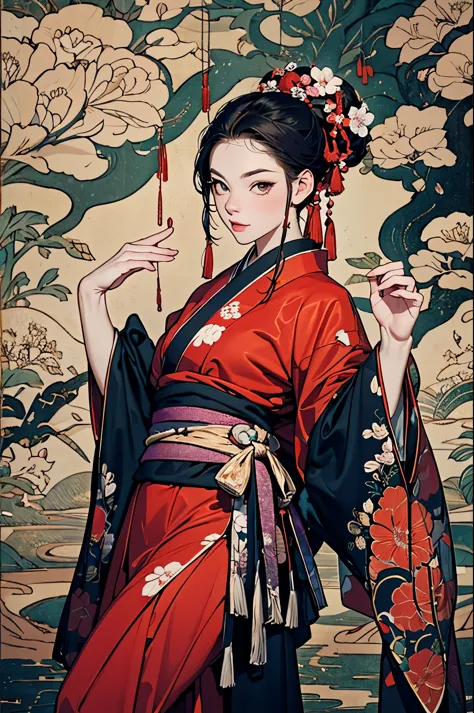 umalinda warrior sexy, pretty face, delicious company, alluring figure, wearing a sexy open kimono. the artwork is created in a ...