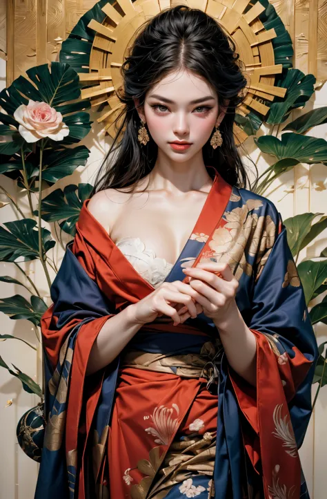 umalinda warrior sexy, pretty face, delicious company, alluring figure, wearing a sexy open kimono. the artwork is created in a ...