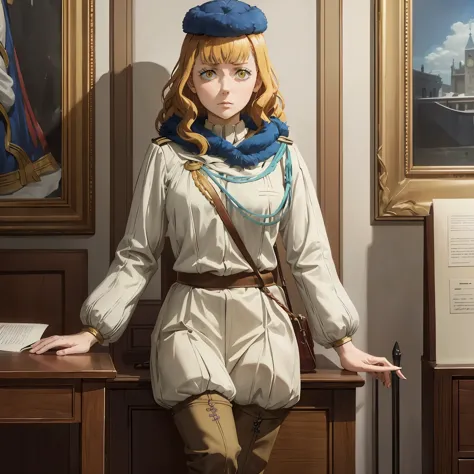 masterpiece, perfect anime girl, military general, ww2, british, yellow eyes, london, mimosa, 1940, 1940s short hair, british fl...