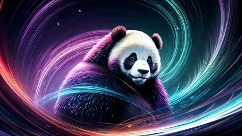 arte oficial, Papel de parede unificado de 8k, notas musicais, panda, dynamic angle, fone de ouvido, The Most Chaotic Forms, ele...