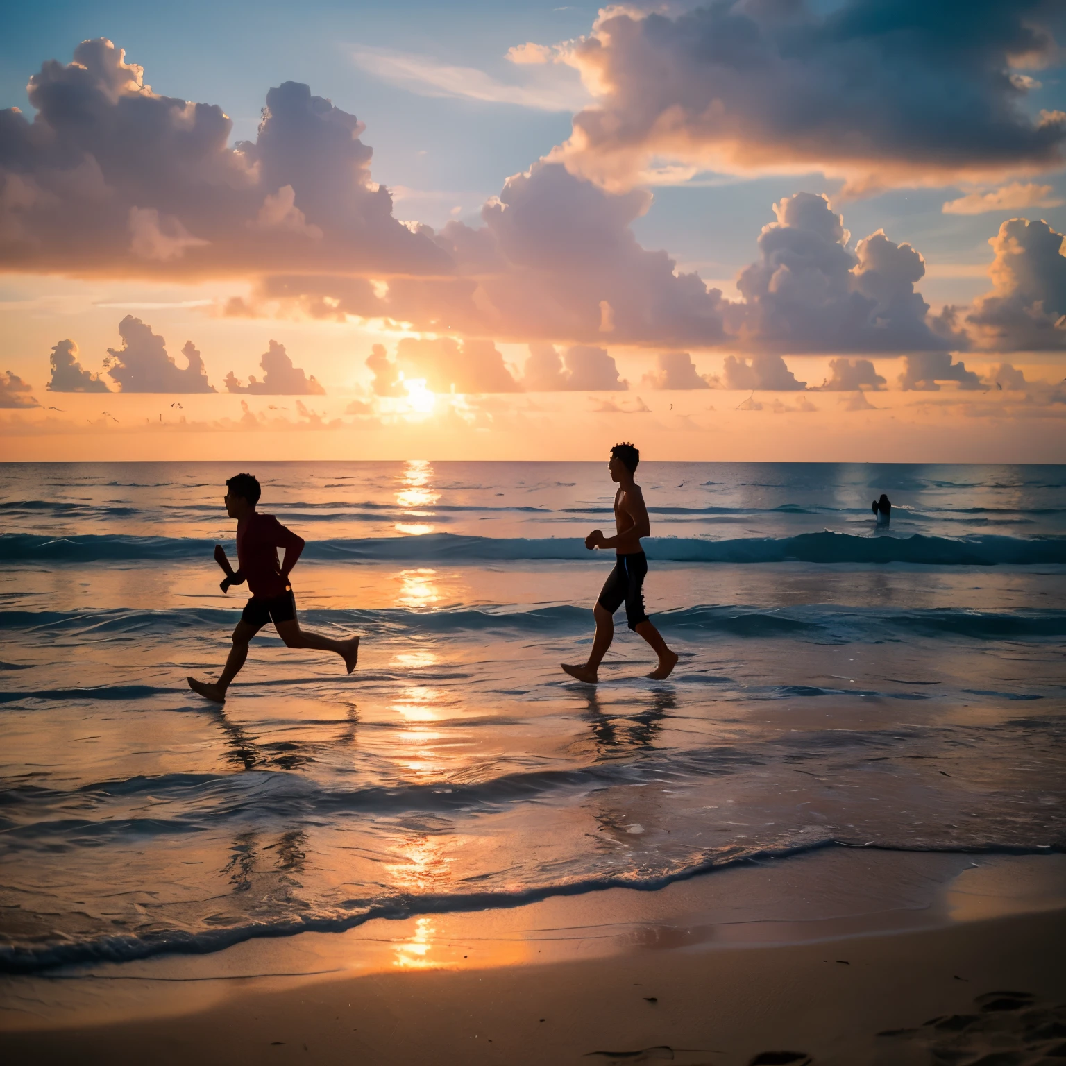 Imagem de uma pessoa correndo na beira da praia.