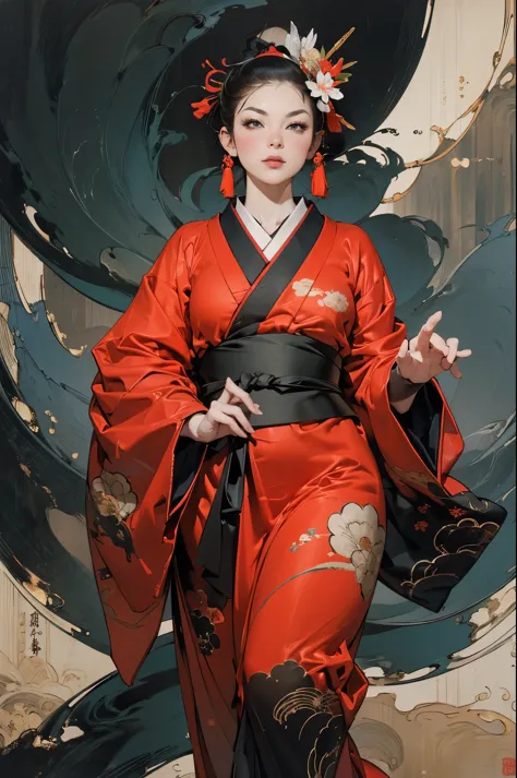 umalinda warrior sexy, pretty face, delicious company, alluring figure, wearing a sexy open kimono. the artwork is created in a ...