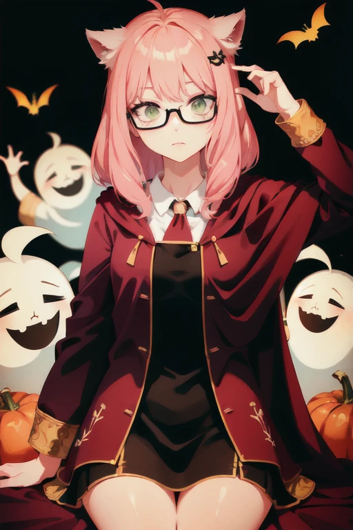 Anya Forger, mysterious, ghost, wearing glasses, halloween.