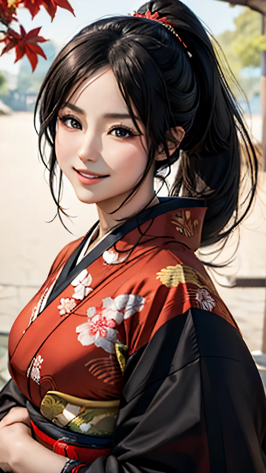(ผลงานชิ้นเอก), คุณภาพสูงสุด, ดวงตาที่แสดงออก, การ์ตูนผู้หญิงญี่ปุ่นแสนสวยที่มีใบหน้าสมบูรณ์แบบ, การ์ตูนแอนิเมชั่นน่ารัก, ชุดกิโมโนญี่ปุ่นสวยๆ, ชุดกิโมโนมีลายมังกรปักอยู่... ชุดกิโมโนสีดำและสีแดง, ผู้หญิงญี่ปุ่น&#39;ผมยาว, สีผมสีดำ, ทรงผมหางม้า, เปลือกตาเดียว, สไตล์ตาคลุมเครือ, ราคะ, จม, น่าหลงใหลและลึกลับ., การแสดงออกทางสีหน้ายิ้ม., สถานการณ์ภาพที่สวยงาม.