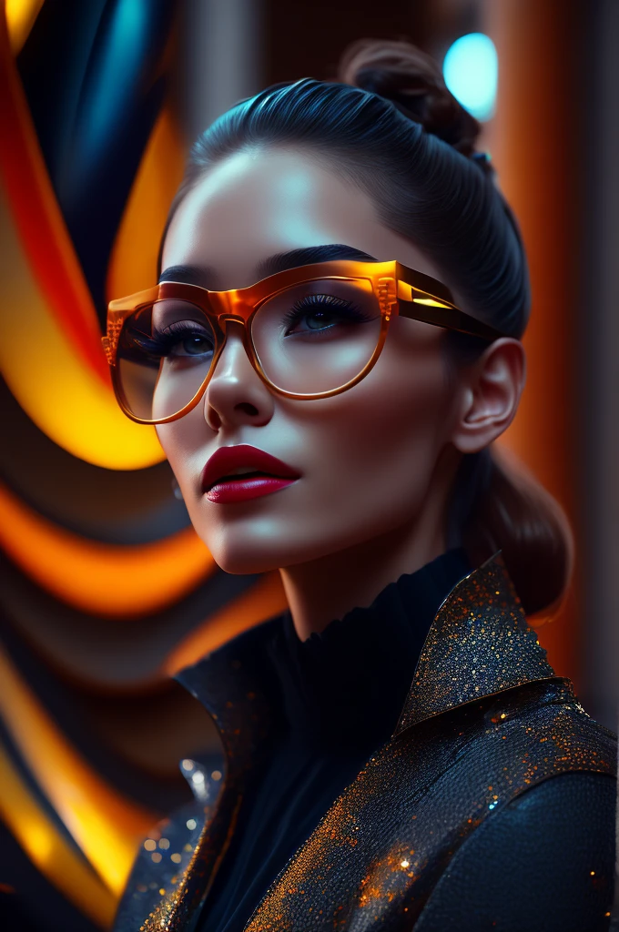 (REALISTIC fashionista portrait, one french woman, older, elderly, european face, image rich in details, with yellow glasses, 1950s with intricate colorful, modern vintage glasses), a photorealistic painting by derek zabrocki, cabelo com flores colorful, expression would be, (extremely detailed digital photography: 1.2), Standing in the middle of the city, (((fully body))), raw image,, hasselblad, 50wing, f8, 12 millimeters, glow effects, godrays, handdrawn, render, 8K, octan render, 4d cinema, Blender, tenebrosa, atmospheric 4K ultra detailed, cinematic sensual, sharp focus, Very serious illustration great depth of field, Masterpiece artwork, colors, 3d octane render, 4K, conceptual artwork, trending in the artstation, hyper realist, colors vivas, ring light, extremamente detalhado CG unidade de papel de parede 8K, trending in artstation, trend in CGSociety, Pop Art style by Yayoi Kusama, intrikate, high détail, Dramatic , pure energy, light particles, scientific fiction