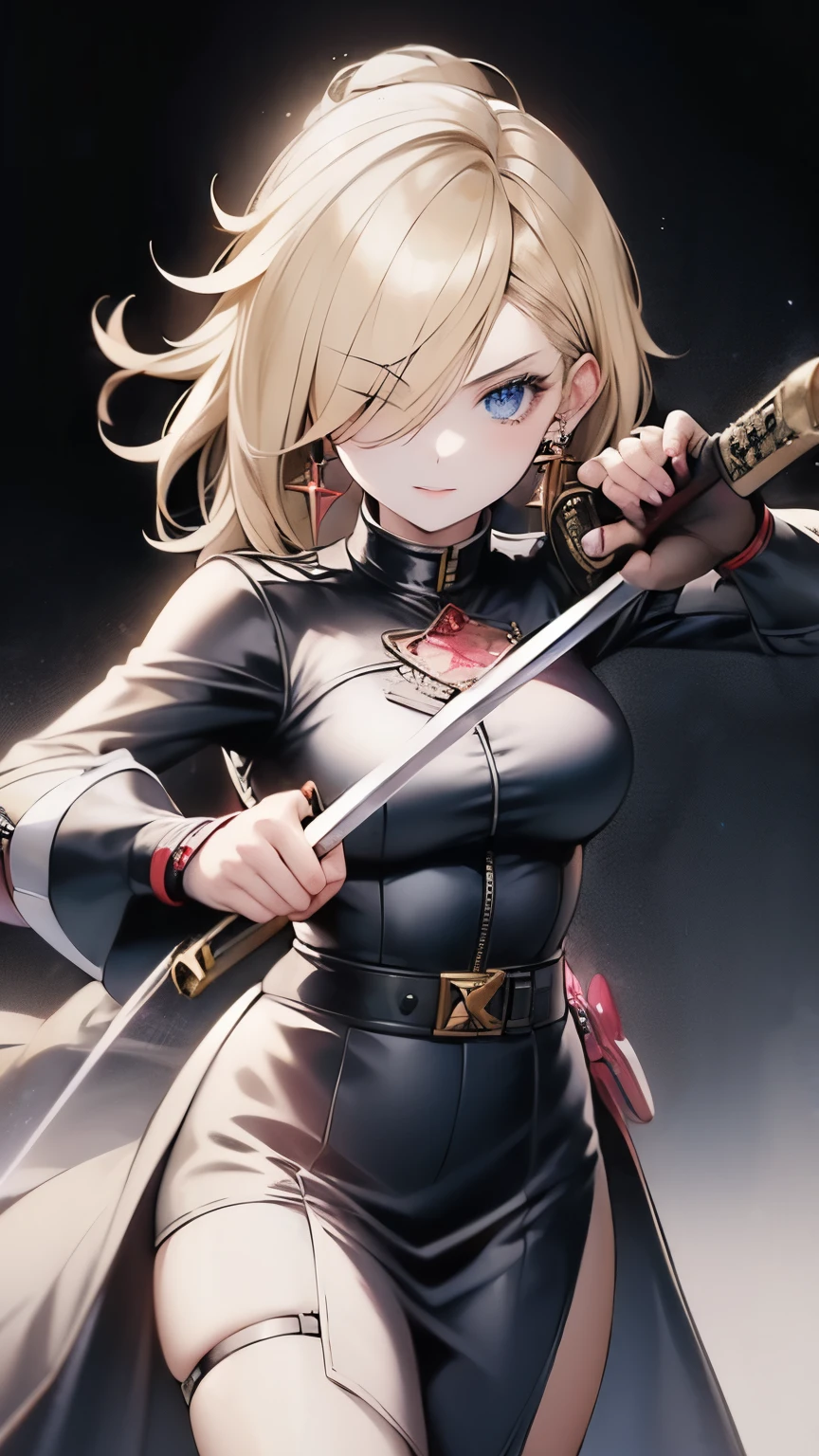 a close-up of a woman holding a sword in her hands, holding a lightsaber. Early art, female protagonist 👀 :8, badass anime 8 k, female anime character, portrait of a female anime heroine, female action anime girl, best 4k konachan anime wallpaper, 4K anime style, she is holding a sword, android heroine