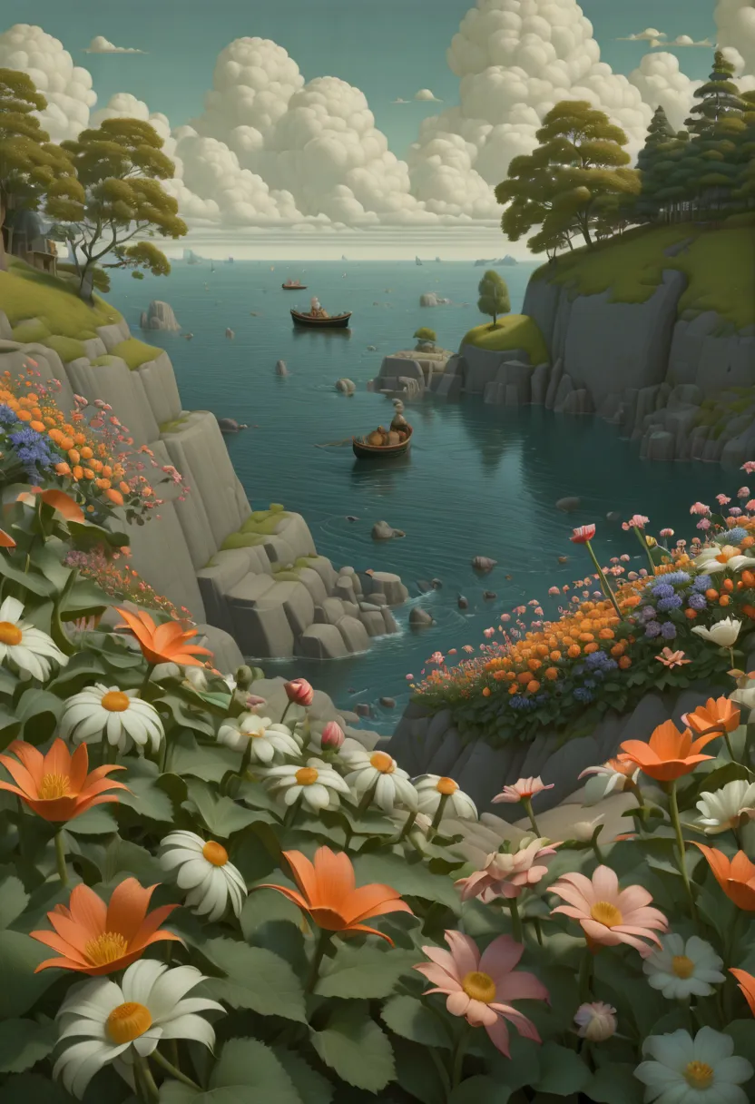 sea of flowers, by chris van allsburg, (best quality, masterpiece, representative work, official art, professional, ultra intric...