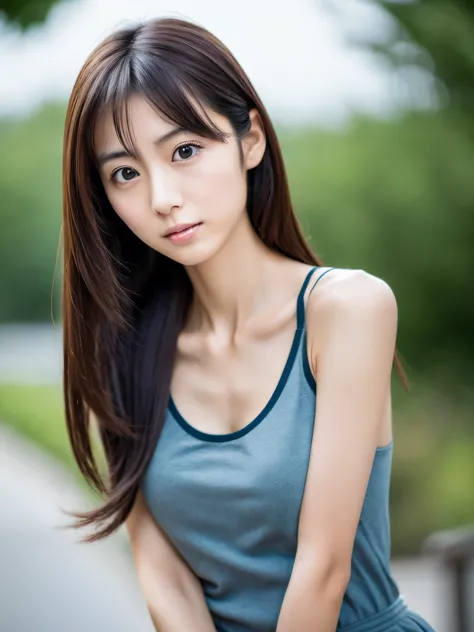 a skinny japanese lady, 20 years old, (realistic), (hyperrealism), (photorealistic), (8k resolusion), depth of field, (upper-bod...