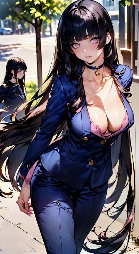 (masterpiece:1.2, highest quality), (realistic, photorealistic:1.4), beautiful illustrations, 
looking at the viewer, whole body, Front view:0.6, 
((1 female:1.9)),  ((black hair, hime cut:1.9, straight long hair:1.7)), ((big breasts:1.6, big ass)) 
beauti...