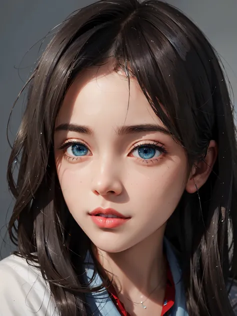 (best quality, UHD, ultra-detailed, realistic:1.37), cute girl, blue eyes, big eyes, soft lips, feathered, face forward, nude, h...