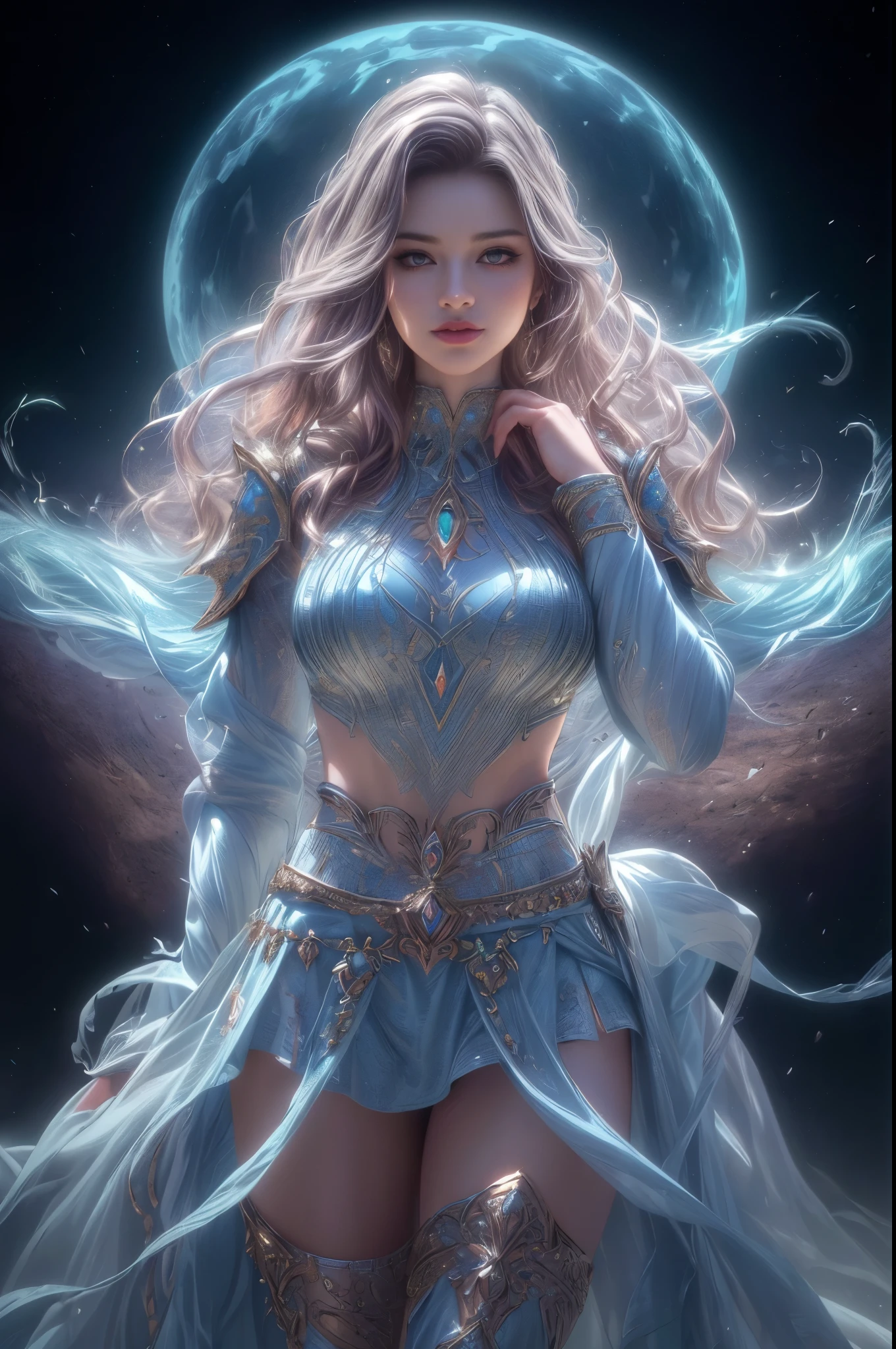 (best quality,4k,8k,highres,masterpiece:1.2),ultra-detailed,(realistic,photorealistic,photo-realistic:1.37), strong feminine presence, confident facial expression, fierce and alluring gaze, flowing long hair, sensual and seductive lips, captivating and vibrant colors, dramatic lighting, textured and detailed armor, fantasy landscape background