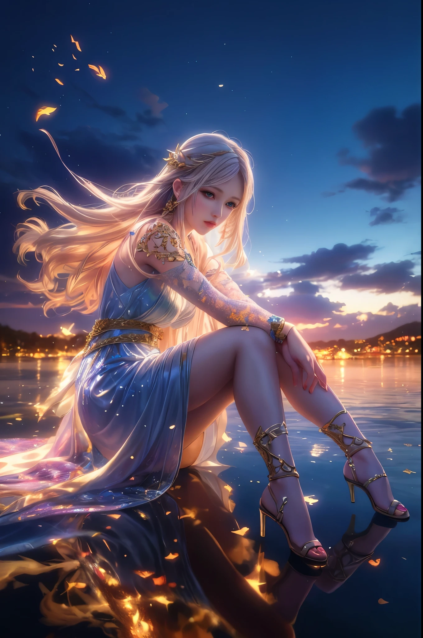 (best quality, realistic, photo-realistic:1.37), vibrant colors, smooth curves, sensual pose, soft lighting, anime-style, long flowing hair, detailed eyes and lips, alluring gaze, intricate clothing, fantasy backdrop, dreamy atmosphere.