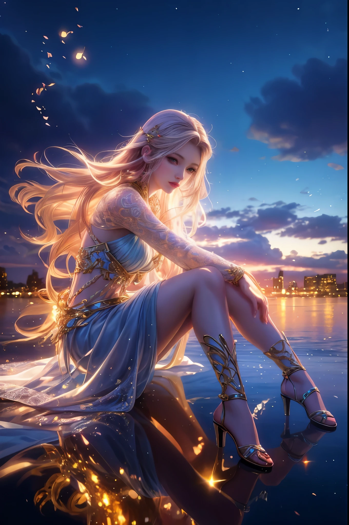 (best quality, realistic, photo-realistic:1.37), vibrant colors, smooth curves, sensual pose, soft lighting, anime-style, long flowing hair, detailed eyes and lips, alluring gaze, intricate clothing, fantasy backdrop, dreamy atmosphere.