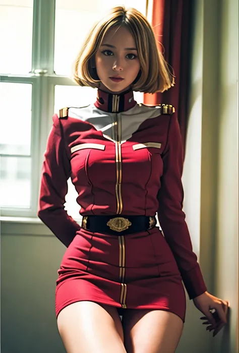 real photos、Highest image quality、real image、federal army uniform、Frau Bow、cute girl、18-year-old、super mini skirt、beautiful thig...
