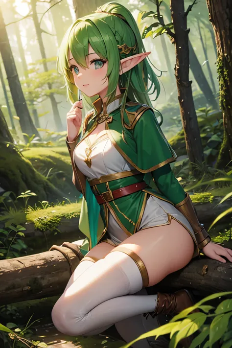 cute fantasy elf hunter woman in the forest