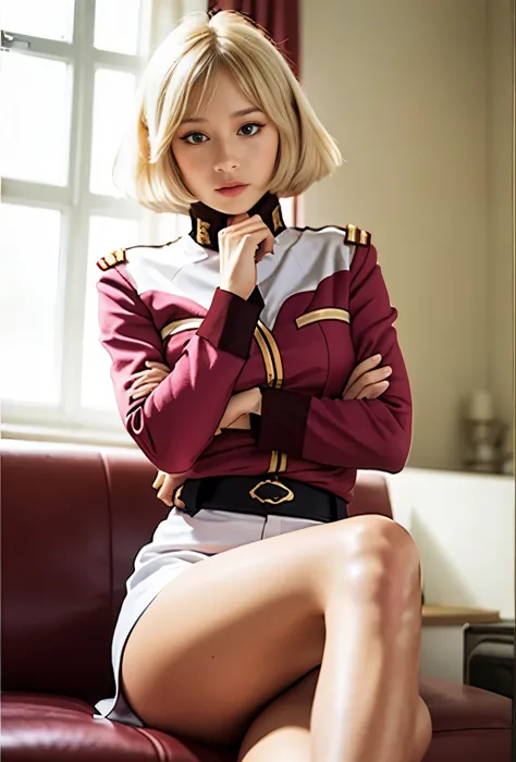 real photos、highest image quality、real image、federal army uniform、mini skirt、bare legs、frau bow、cute girl、1６old beautiful girl、s...