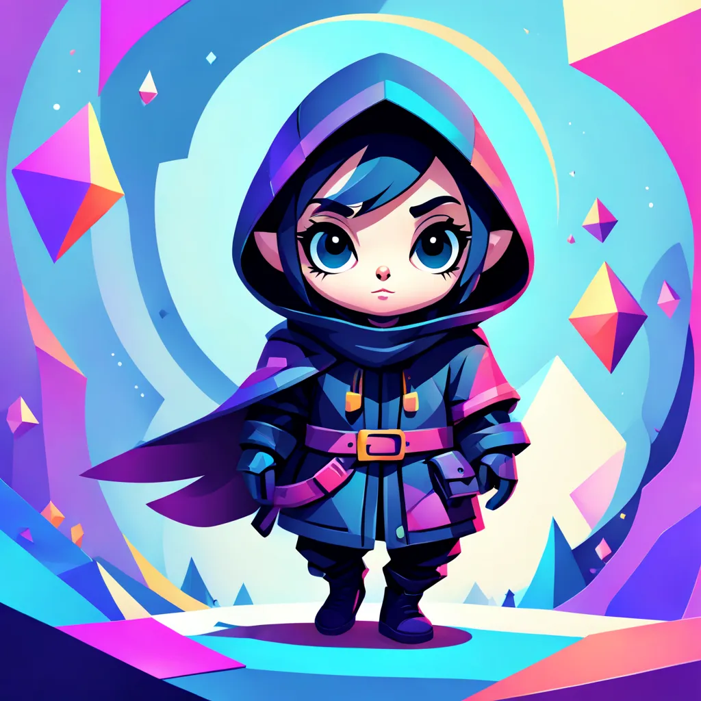 adept thief in cute geoabstract art style