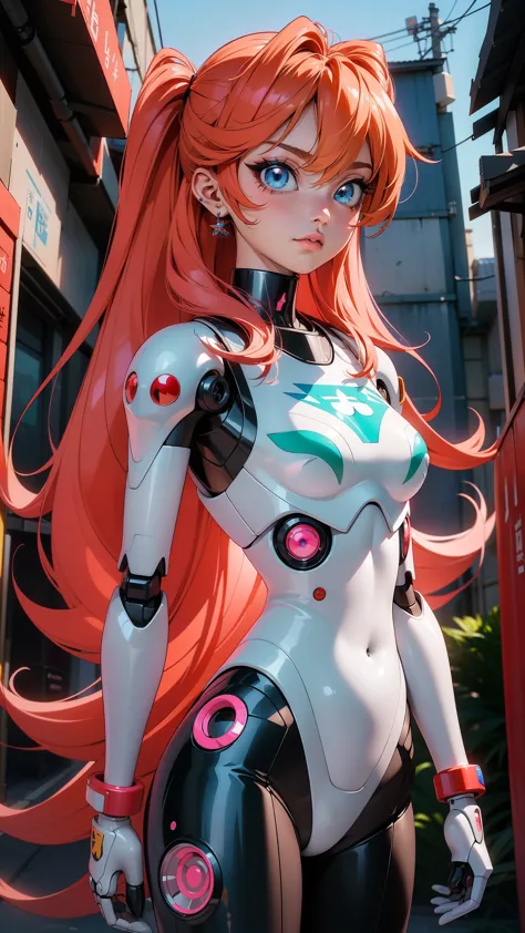 (vista trasera, vista trasera),(La mejor calidad,A high resolution,Ultra - detallado,actual),Souryu Asuka Langley a doll with lo...