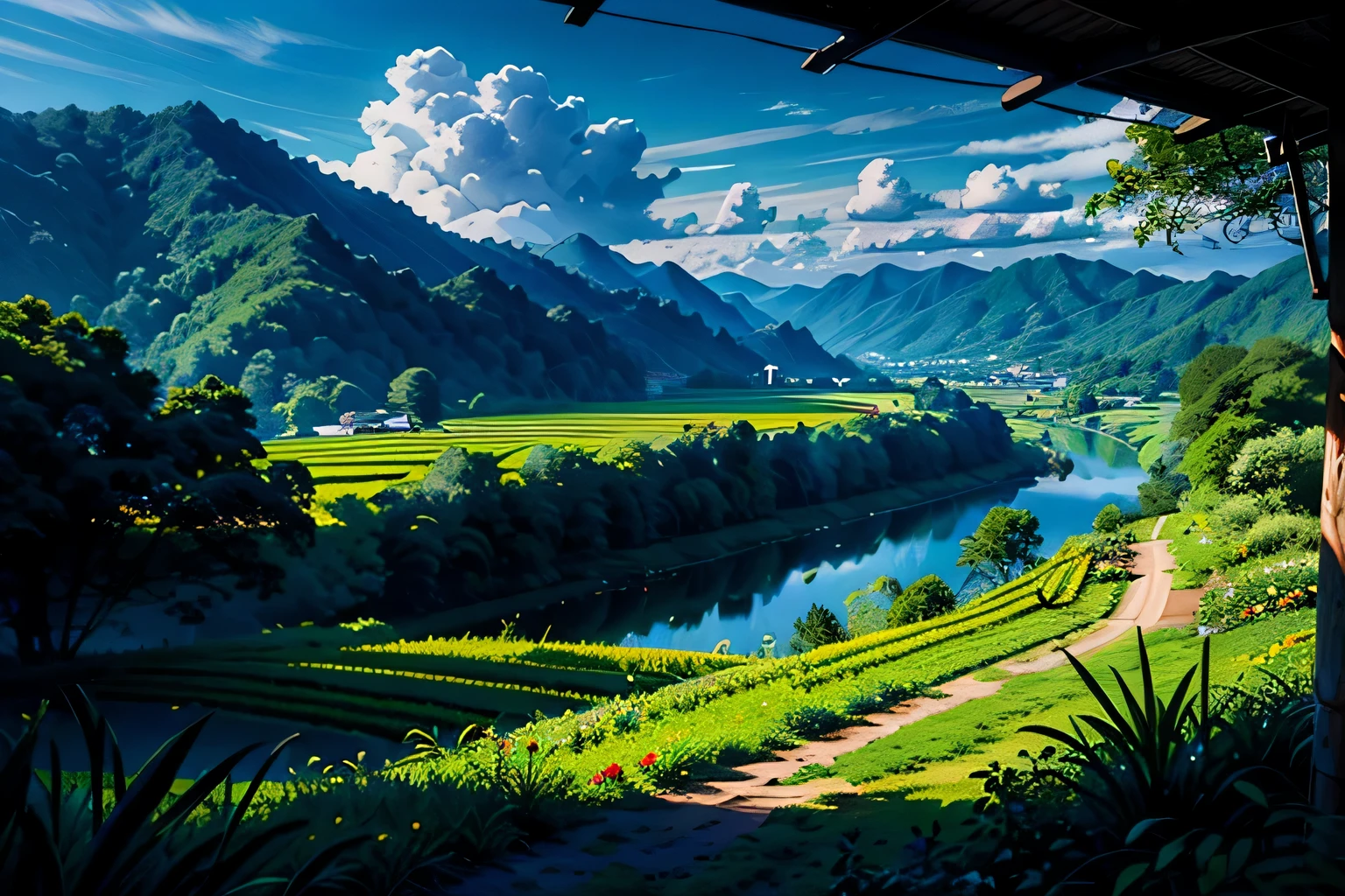 (best quality,4K,8K,high resolution,masterpiece:1.2),super detailed,current,photocurrent:1.37,Southeast Asia,stairs,farmer,2 chickens,Vietnam,Farm Life,Fertile land,Rice terraces,Traditional agriculture,harvest season,greening,peaceful scenery,Hard working without complaint，No regrets,traditional clothing,Working on the farm,sturdy bamboo hat,peaceful atmosphere,farm,vibrant culture,Colorful traditional houses,A rich heritage,great scenery,Dense vegetation,rice harvest,Modern agricultural technology,sunlight through leaves,buffalo grazing,neighborhood,Daily farm work,simple life,sustainable agricultural practices,From farm to table,fresh organic produce,farmer,Real experience,Serene countryside