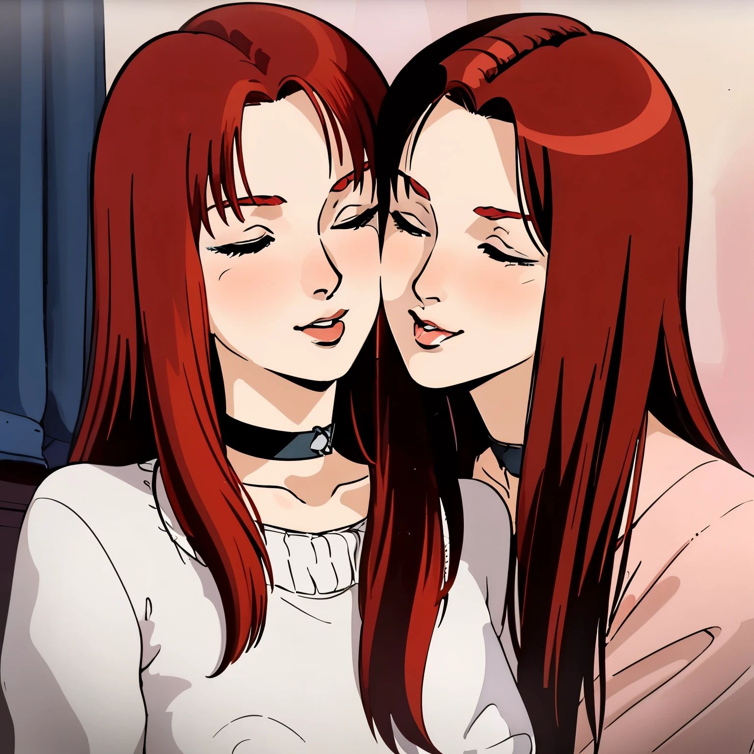 Two women with red hair are facing each other in a cartoon - SeaArt AI