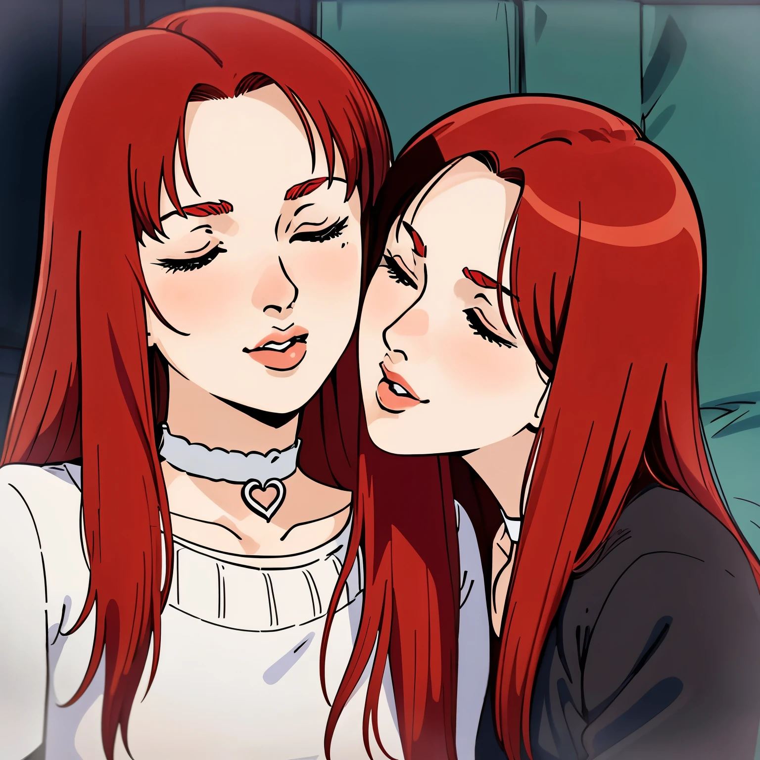 Anime image of two women with red hair and a white shirt - SeaArt AI