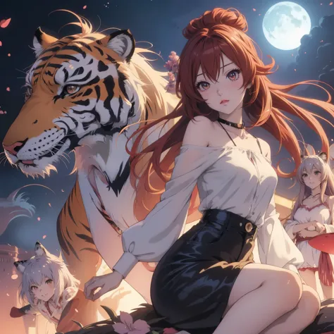 Anime girl and tiger wallpaper, anime style 4 k, Beautiful anime, beautiful anime style, anime art wallpaper 4k, Anime Art Wallp...
