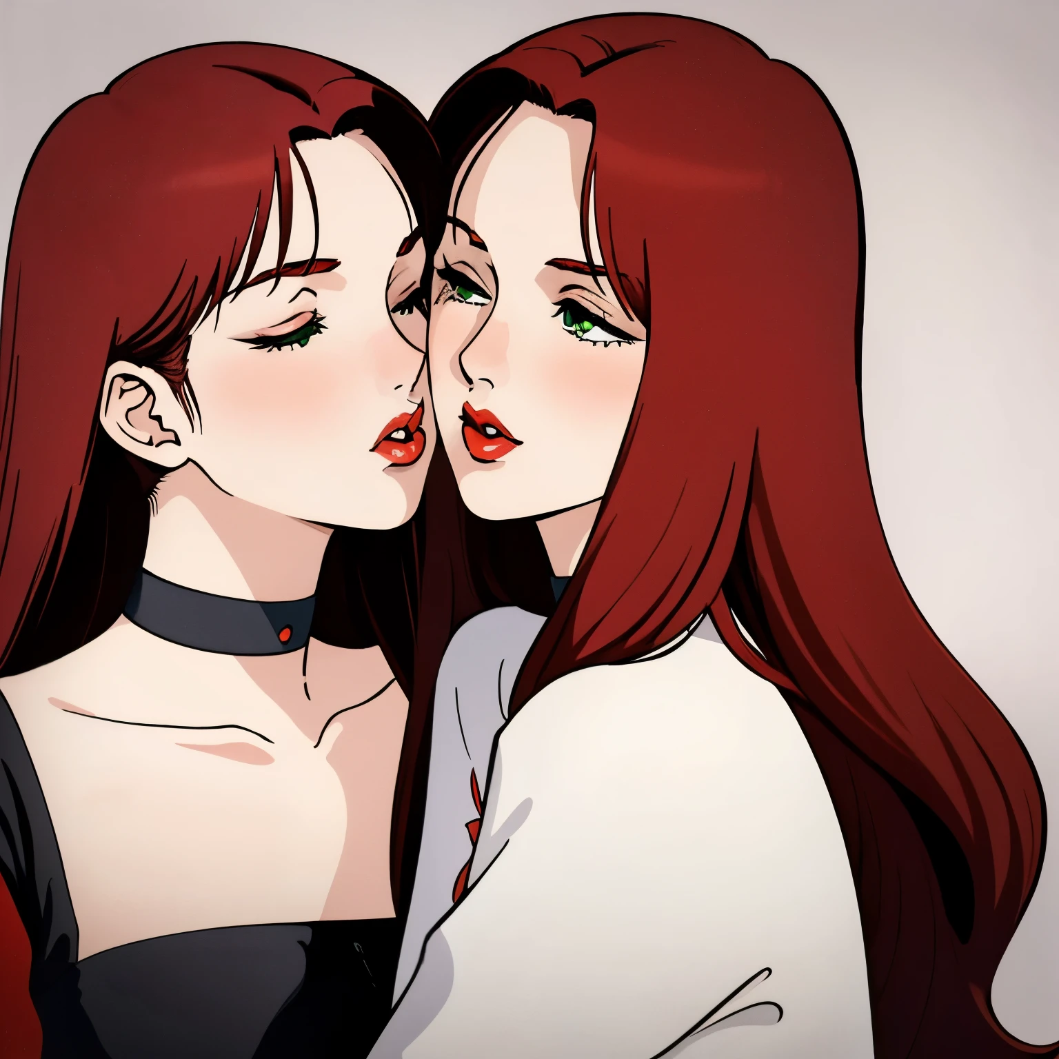 Two women with red hair are kissing each other - SeaArt AI