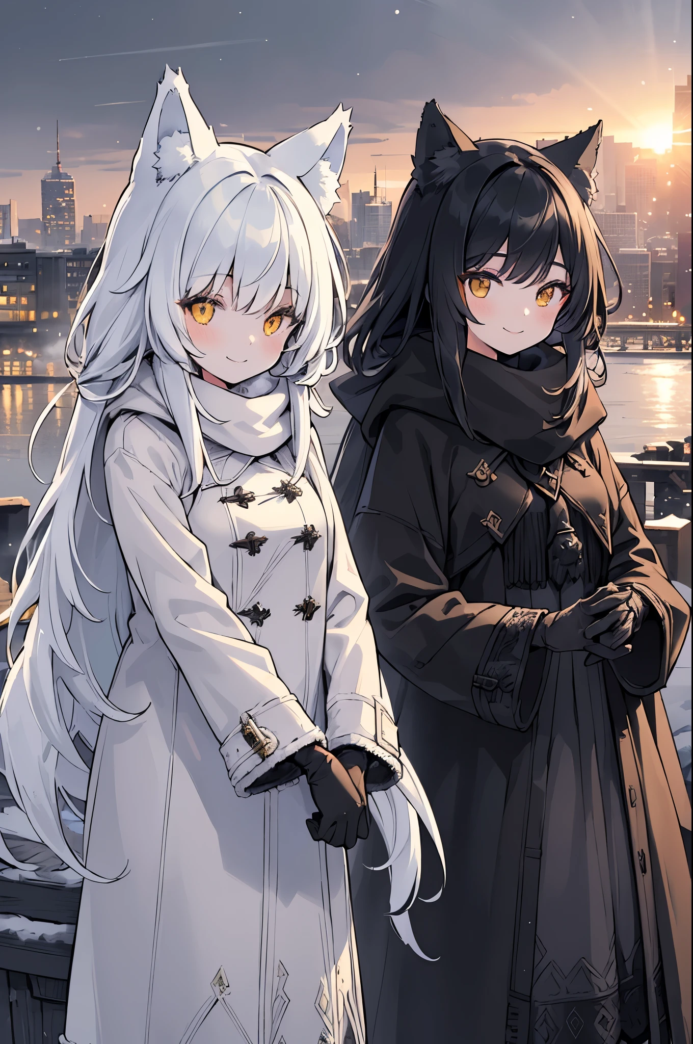 Anime characters dressed in winter clothing standing next to each other -  SeaArt AI