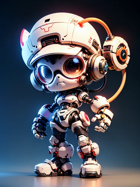 pixar style, (blind box toy style:1.2), (full-body shot) , 1 transparent cute mechanical nurse doll, transparent mecha, exquisit...