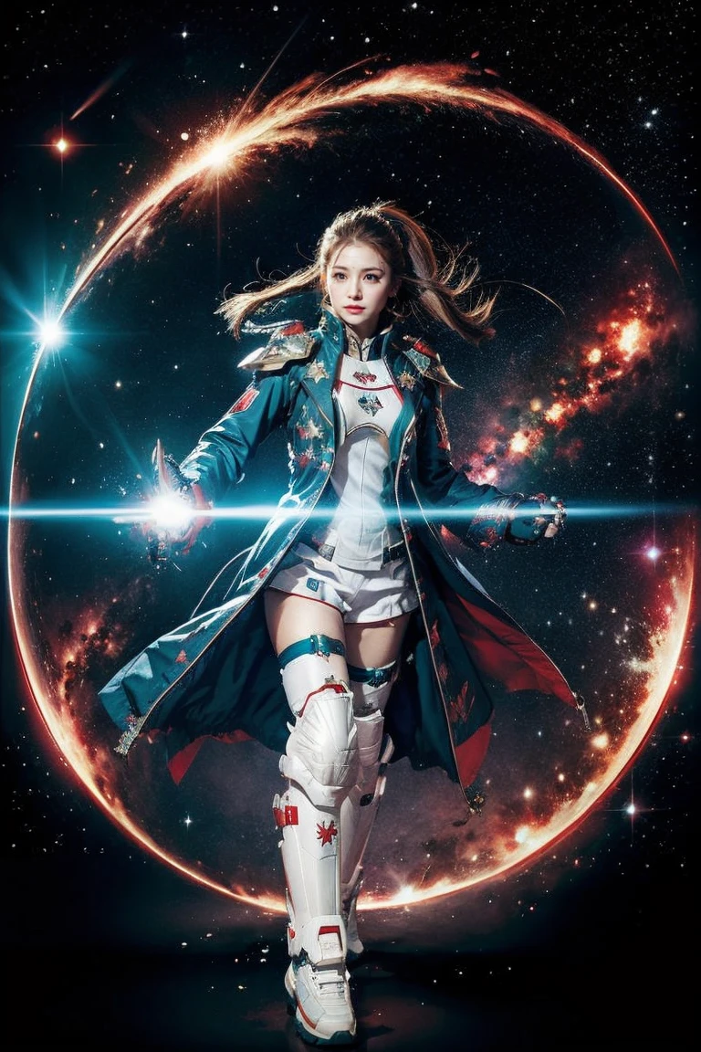 (一人で) inconceivable and spectacular an emergency scene of a cloud figure Sophie Turner in a 宇宙の cloud, フラクタル星雲連鎖, 宇宙の, 空, 宇宙の, 活気に満ちた生き生きとした存在, 旋風, 紡糸, 非現実的, ハイコントラスト, 象徴主義, 魔法, 神秘的な, 神秘, シュール, 過飽和, カラフル, 8K、戦闘服を着た女性、スターブーツ、手から出るレーザービーム