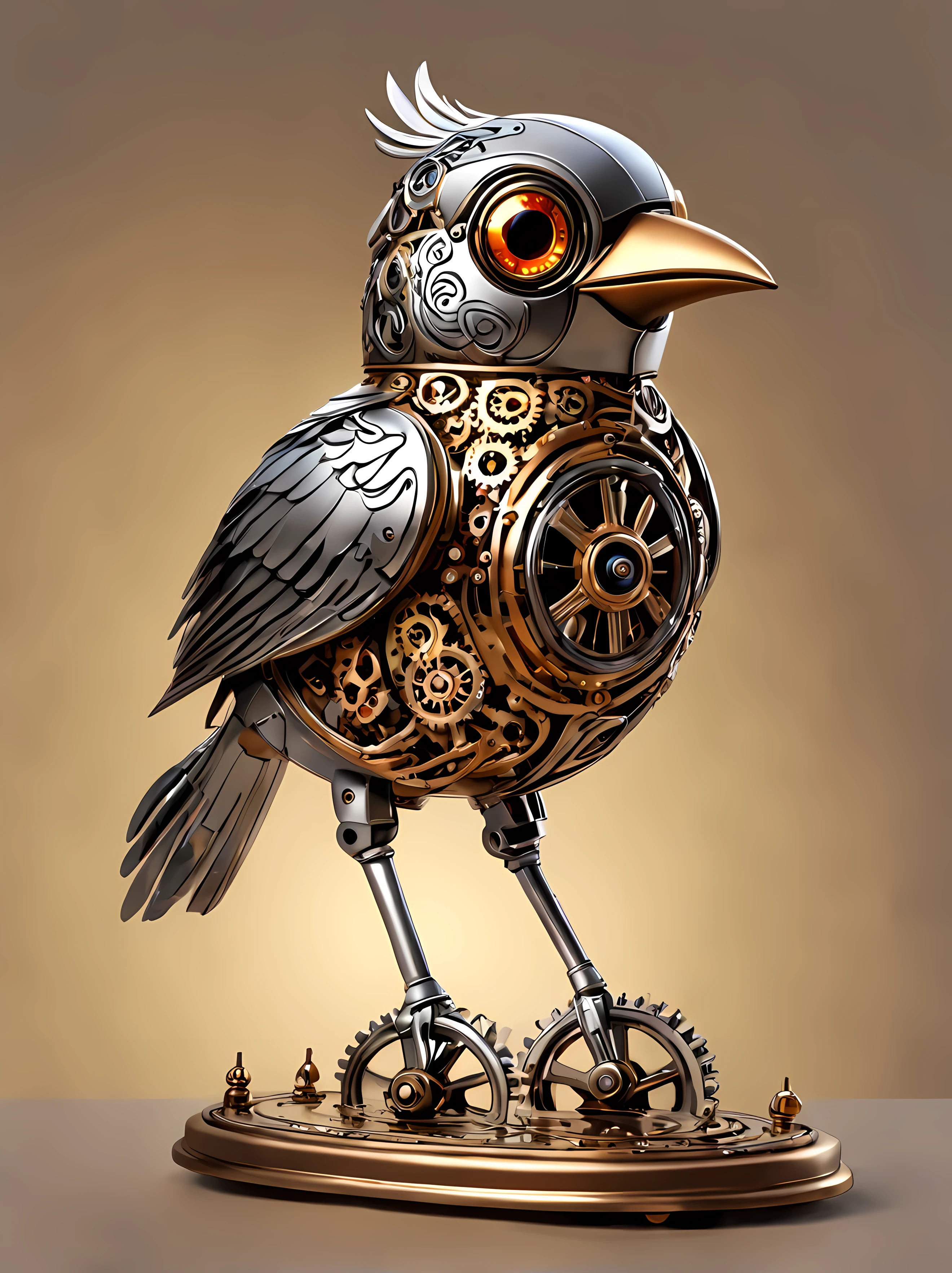 Full shot, cute cartoon style, design a mesmerizing mechanical Automaton representing the air element, polished metal body, delicate mechanical wings, subtle glowing LED lights, light blue intricate design, elegant, masterpiece in maximum 16K resolution, superb quality. | ((More_Detail))