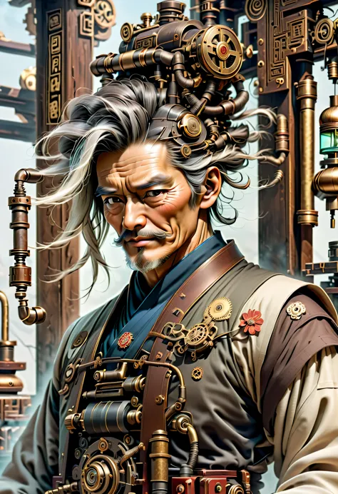 薬を販売しているImmortal,優しそうなelder,wiring,Immortal:elder:gray hair:wrinkled face:Chinese:i doubt it:The right arm of the machine,Fusion...
