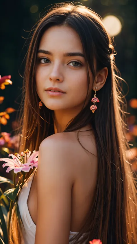 the girl&#39;s face is in focus,Beautiful realistic girl with bright WHITE and blue long hair. ,close-up of clean skin with skin...