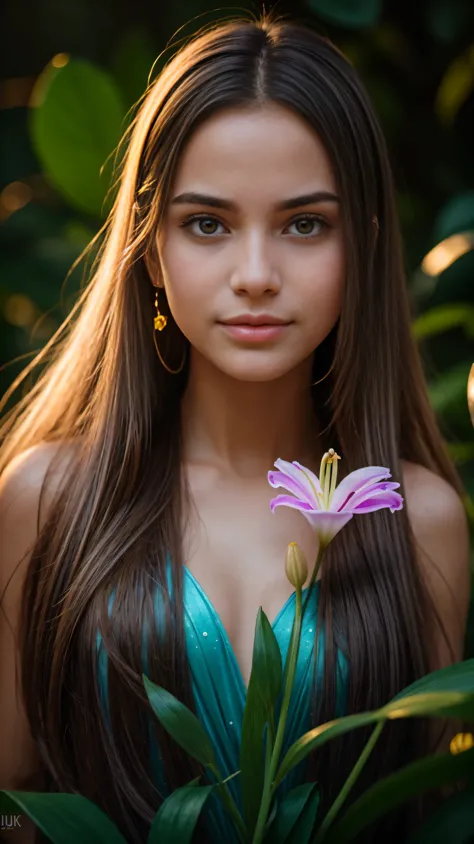 the girl&#39;s face is in focus,Beautiful realistic girl with bright WHITE and blue long hair. ,close-up of clean skin with skin...