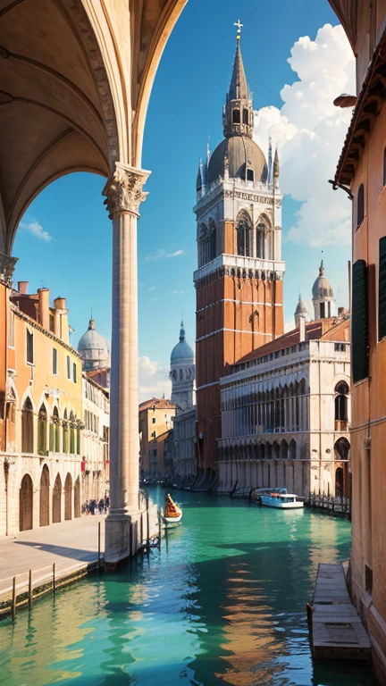 Une vue de la place Saint-Marc à Venise, avec le palais des Doges et la basilique Saint-Marc.