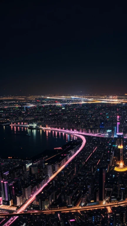 La ville de Tokyo la nuit, with neon lights and illuminated signs.