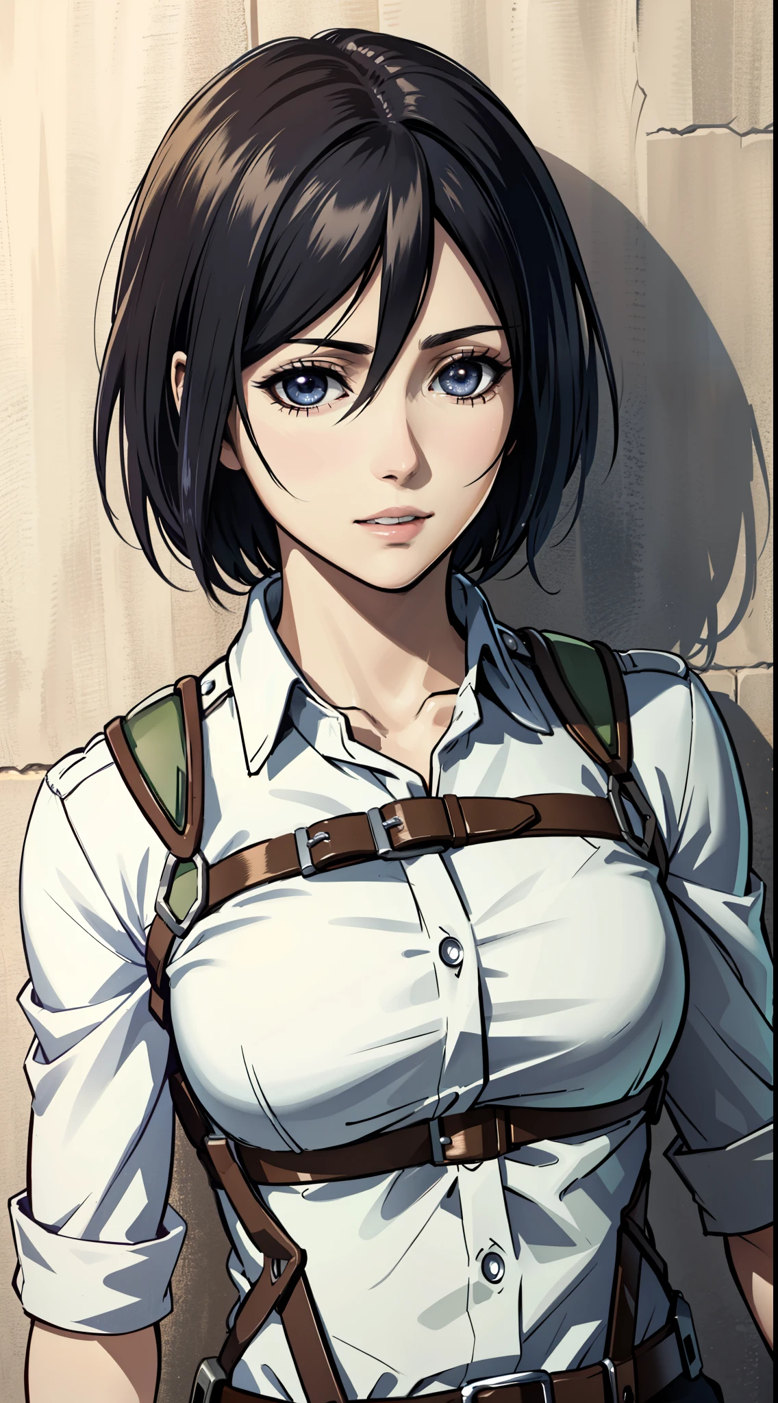 (Meisterwerk:1.2, beste Qualität), fotorealistisch, (hyperrealistisch:1.2), Schön, Mikasa von AOT