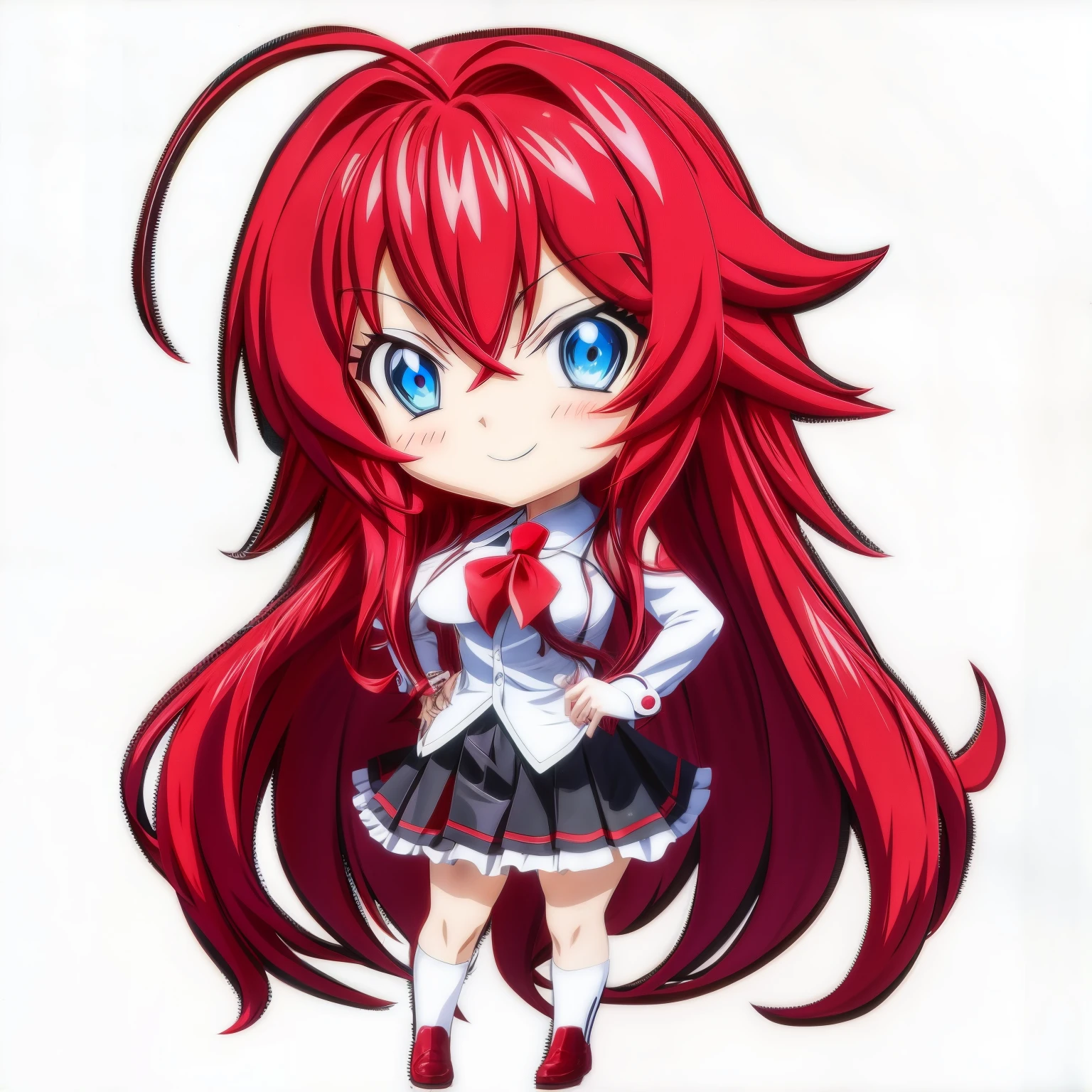 Anime girl with red hair and blue eyes in a school uniform - SeaArt AI