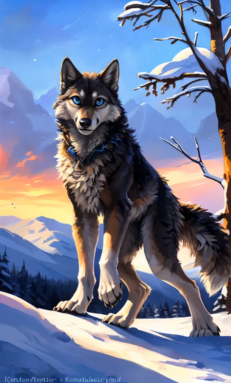 ((Solo)), male people, anthro wolf, (Multi-colored fur, White-brown:1.3，White tail pointed), (Height 2.1m,Tail length 1.2m), ((W...
