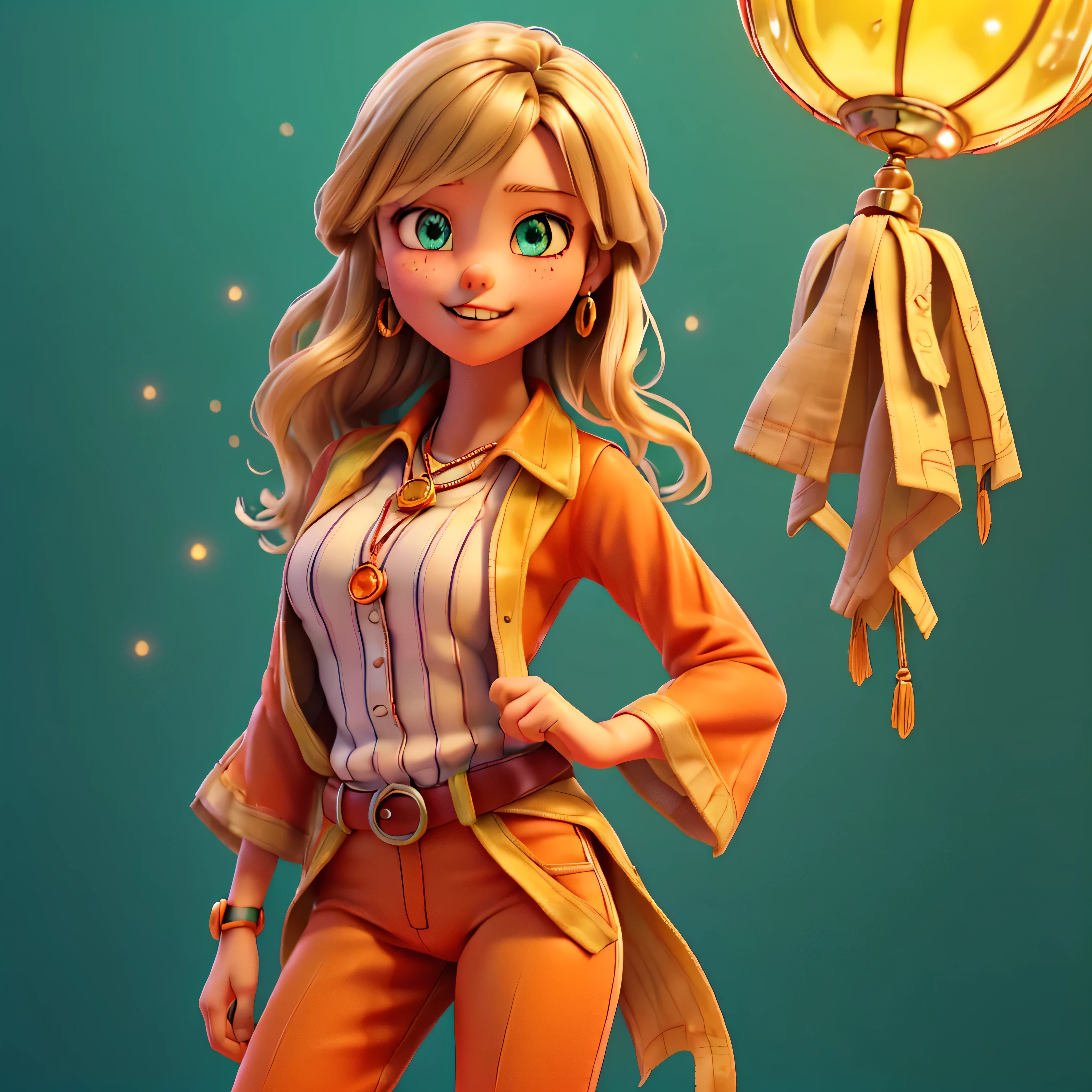 (Ultra-detailed eyes), (((textile shading))), (((Best Quality))), (((masutepiece))), (((Ultra-detailed CG))), sassy girl, (((magical ))), (), (tiny chest), blonde hair, blonde hair, blonde hair, pin up emo, ((gorgeous hair)), Pink eyes, (((retro style, vibrant orange trousers, paired flawlessly with a striking Tape logo patch-detail belt, y2k))), ((striking a pose)), (((Game CG)) (gorgeous, sassy, it girl), fancy jewelry, full led on background, sparkling led on background, retro light tourmaline, retro vibe , light retro led, magic disco light led, strong 80s atmosphere, cowboy shot, midshot, centered image, eye on camera, front look, absolutely outstanding image, bite her lip, reflection, varied multi etc. --v6 --s1000 --c20 --q5 --chaos100