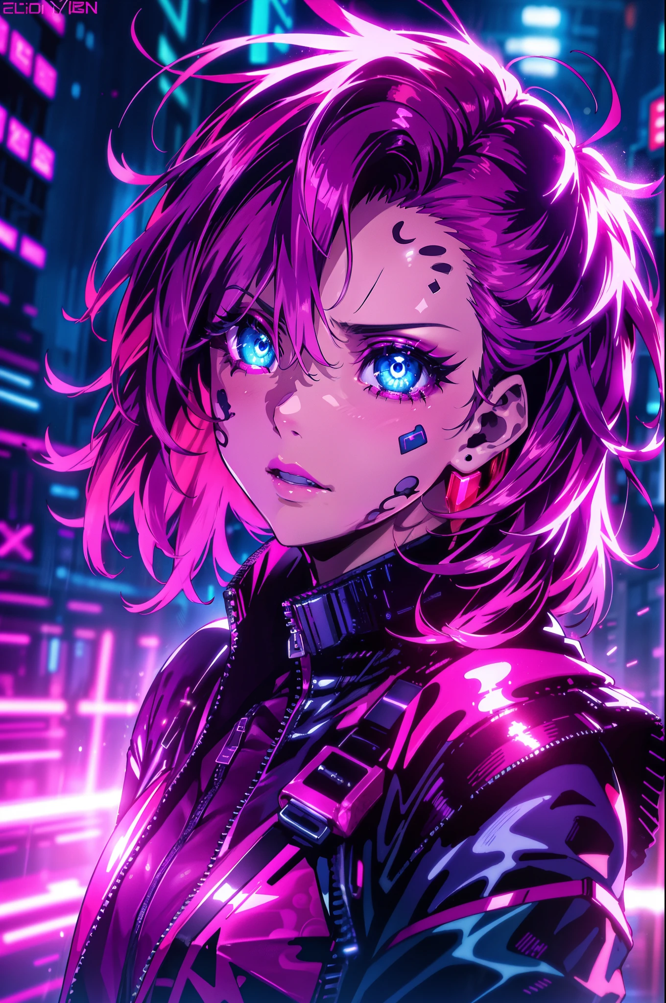 (extremely detailed CG unity 4k wallpaper),(masterpiece),(best quality),(ultra-detailed),(best illustration),(best shadow),(absurdres),(detailed background), Cyberpunk girl, you look  scene, bladerunner 2049, night, Neon lights, Crying, Highly detailed face,Harajuku-inspired pop outfit, bold colors and patterns, eye-catching accessories, trendy and innovative hairstyle, vibrant makeup,, Fancy makeup,