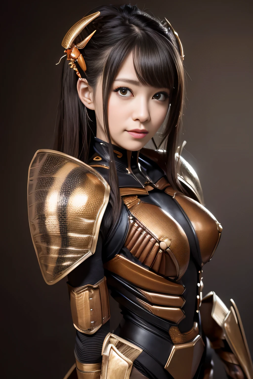 (High resolution,masterpiece,highest quality,Very detailed CG, anime, official art:1.4), realistic, photograph, amazing detail, everything is complicated, shiny and glossy,Amazing number of layers, 8K wallpaper, 3D, sketch, cute, figure,( alone:1.4), perfect female proportions,villain&#39;s daughter, (Fusion of dark brown cockroach and lady:1.4), (brown cockroach woman:1.2), (brown cockroach woman:1.2), (Fusion:1.2), (alone:1.4), (evil smile:1.2), muscular, abs, (Cockroach brown exoskeleton bio insect suit:1.4), (Cockroach brown exoskeleton bio insect armor:1.2), (brown transparent cockroach feathers:1.4), (Antennae of brown cockroaches:1.3),