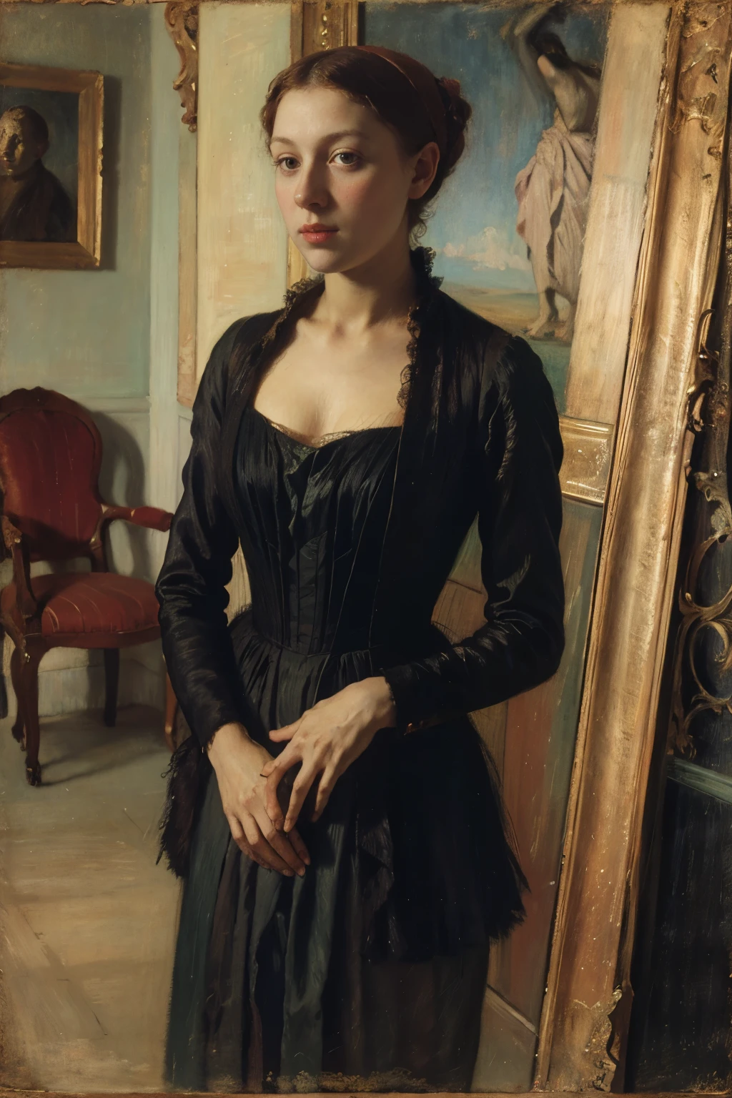 Эдгар Деграсс, женщина в черном платье