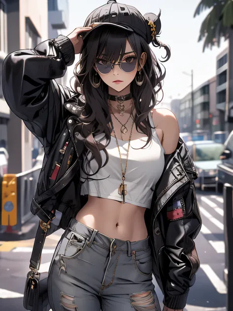 masterpiece, highest quality, pixiv, cool girl, the strongest pirate girl, stylish pirate hat, Stylish sunglasses, cute underwea...
