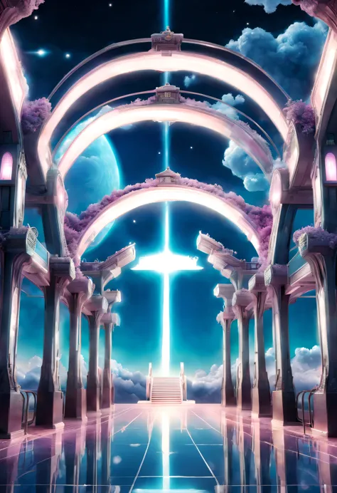Station to heaven，vaporwave style,, Beautiful and meticulous
