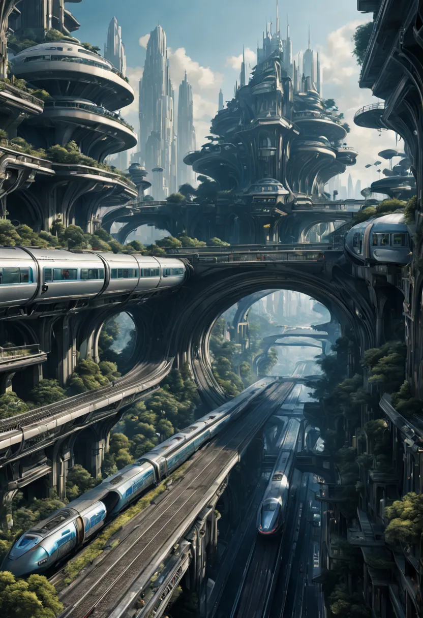 Luo Xiang Station Station Futuristic Train Intricate Details Whimsical Fantasy Landscape Art Space Science Fiction Luo Xiang Sta...