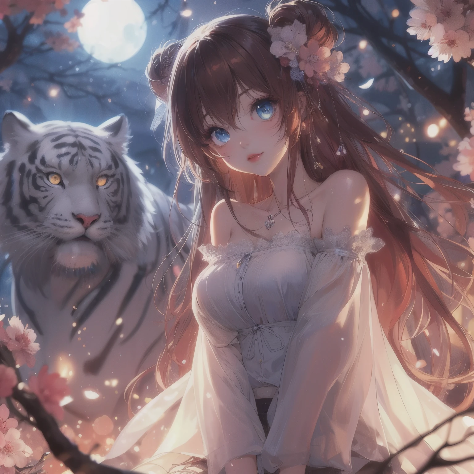 Anime girl with blue eyes and white tiger in background, anime style 4 k, anime art wallpaper 4k, Anime Art Wallpaper 4k, anime art wallpaper 8k, 4k anime wallpaper, 4k comic wallpaper, Beautiful anime Catwoman, anime wallpaper 4k, anime wallpaper 4k, beautiful anime style, anime style. 8k